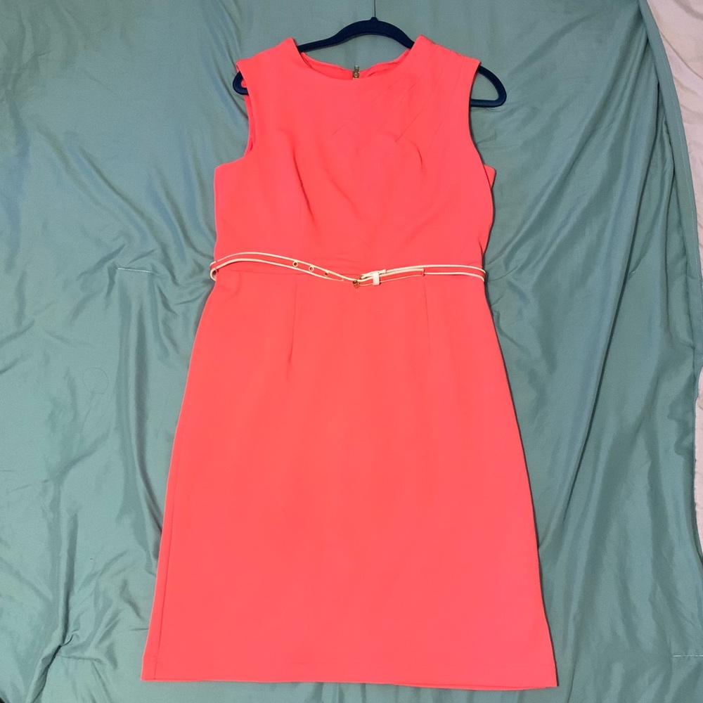 Beautiful Coral color Dress with Belt